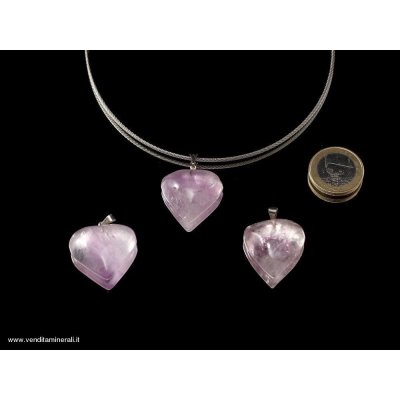 Ciondolo cuore ametista con argento 925 - 1 pezzo