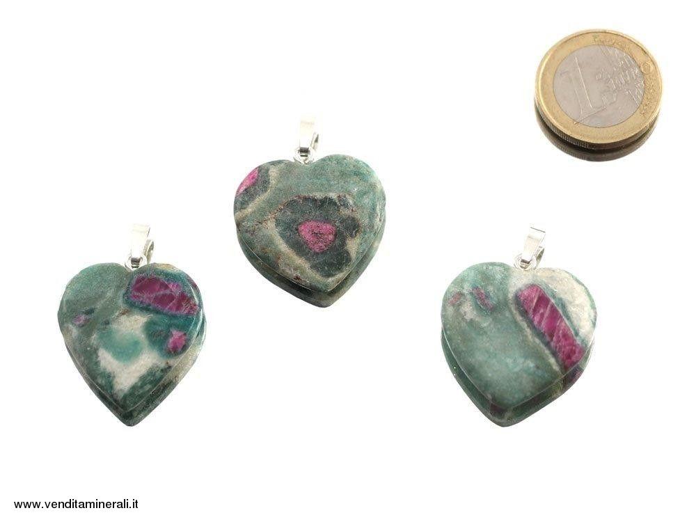 Ciondolo cuore rubino in Fuchsite - Argento 925