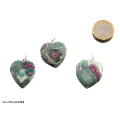 Ciondolo cuore rubino in Fuchsite - Argento 925