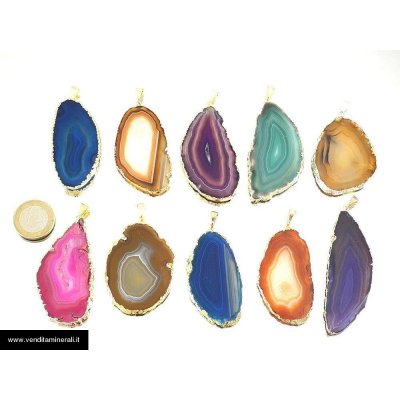 Agata ciondoli con montatura dorata 10 pezzi
