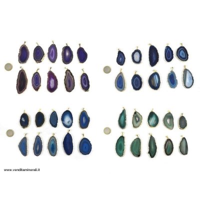 Agata ciondoli con montatura dorata 10 pezzi