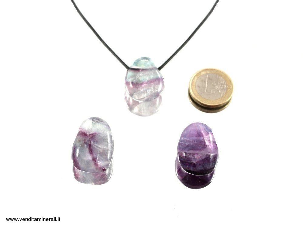 Ciondolo a goccia di fluorite (multicolore)