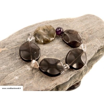 Bracciale con lamelle d'ossidiana