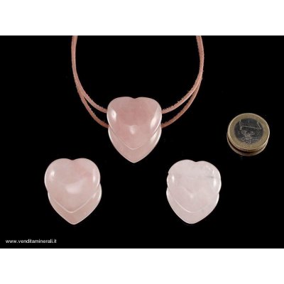 Cuore di quarzo rosa forato
