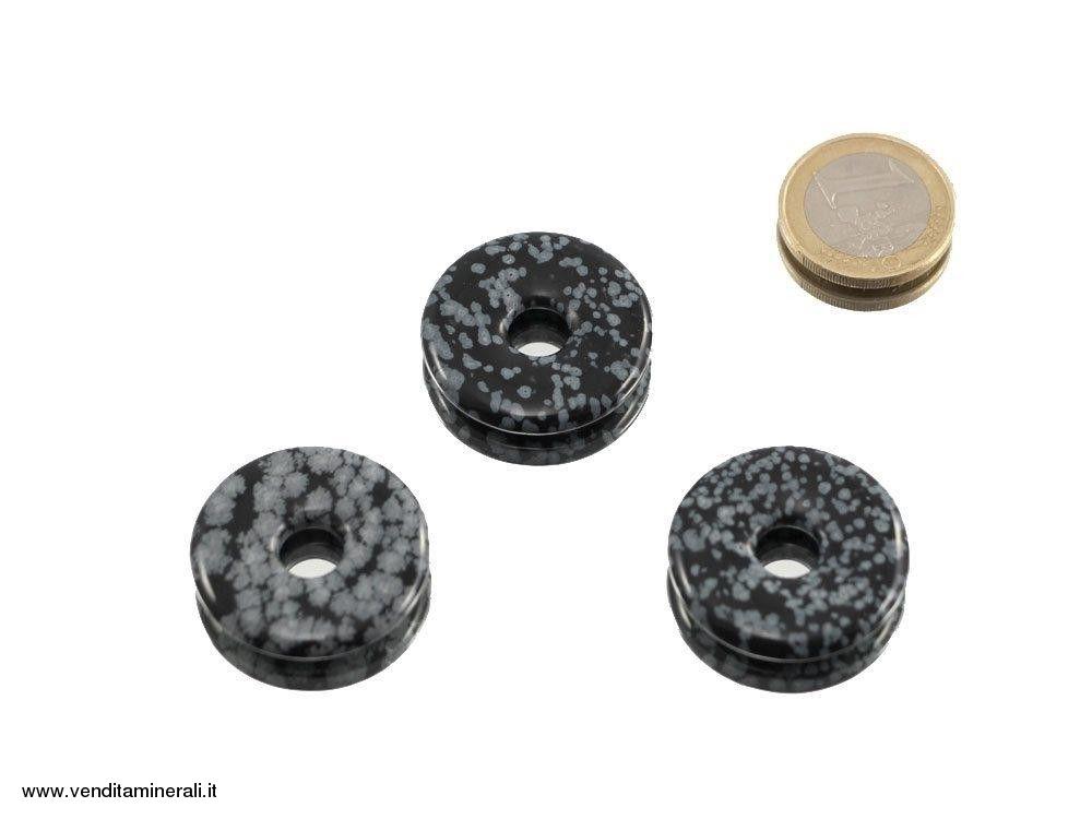 Ossidiana fiocco di neve a forma di ciambella - 30 mm