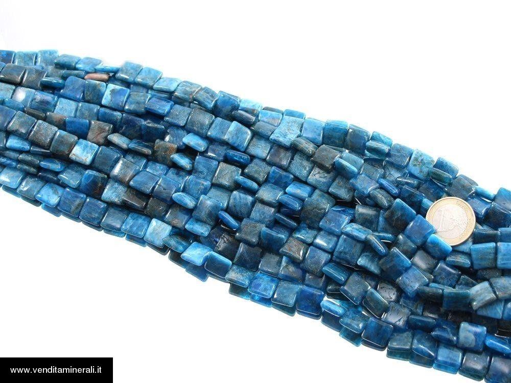 Filo di catena a rettangolo blu apatite