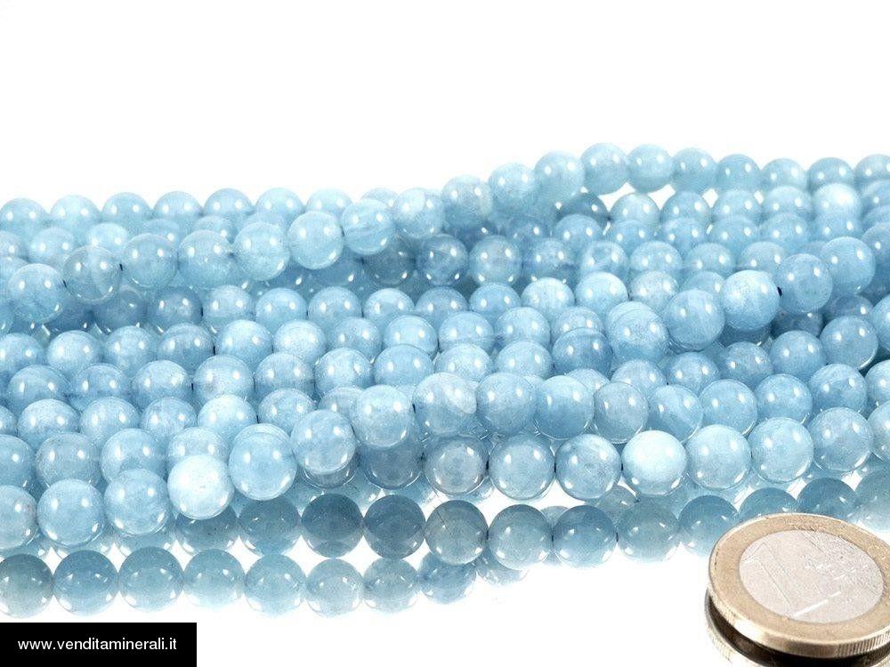 Filo catena acquamarina 8 mm extra