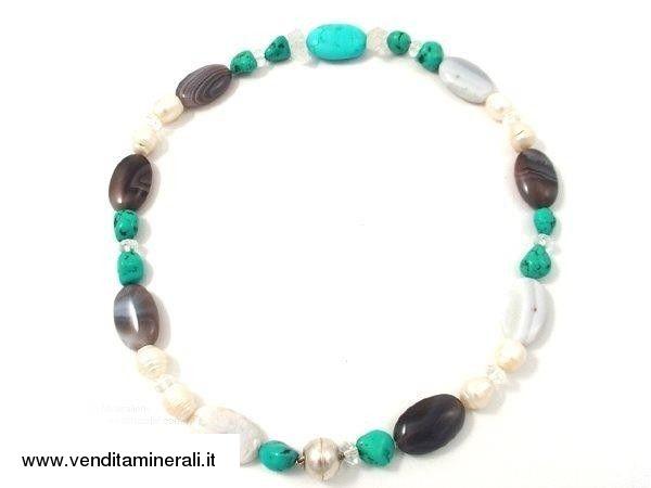 Collana in agata perla turchese