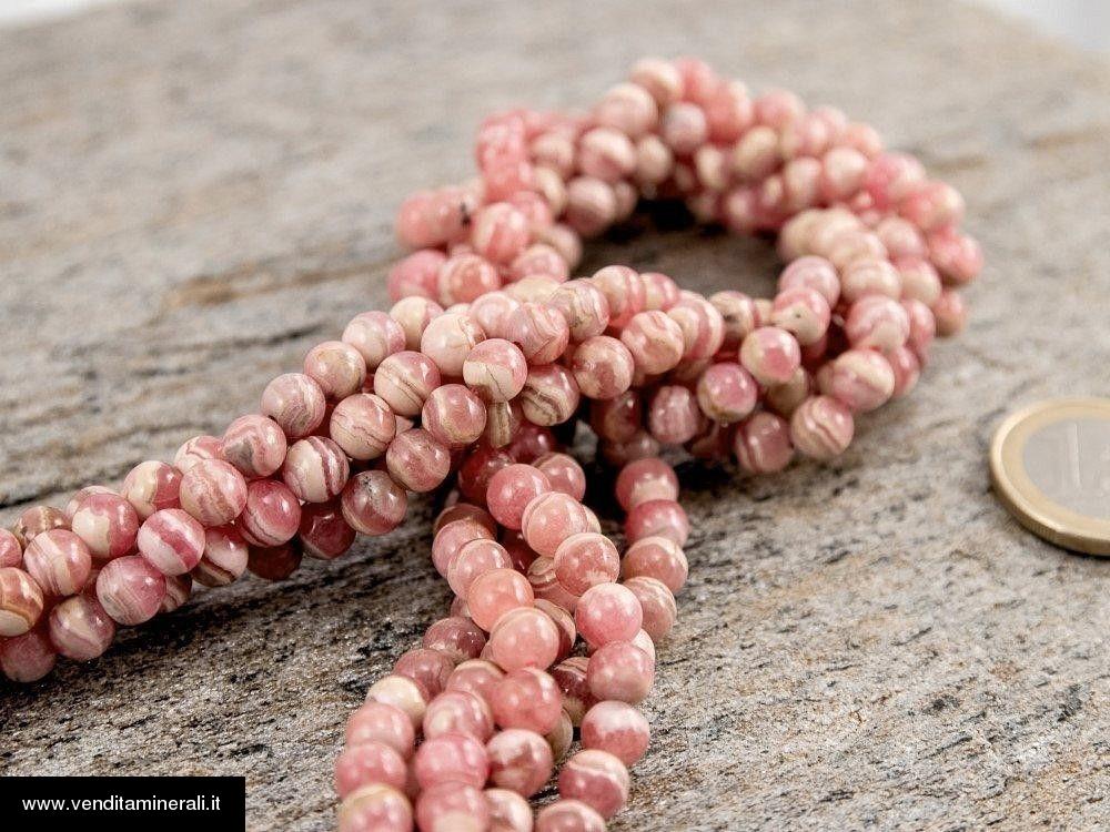 Filo a sfera in rodocrosite da 6 mm