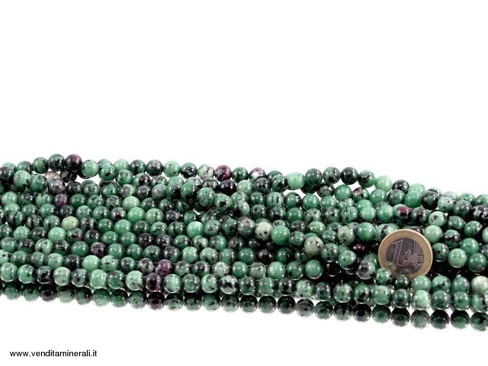 Filo di catena di rubino - zoisite 8 mm