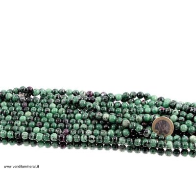 Filo di catena di rubino - zoisite 8 mm