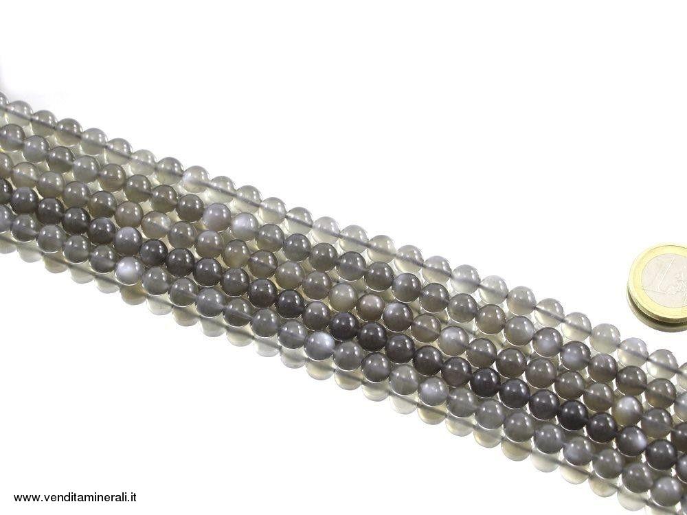 Filo catena di pietre di luna - antracite 8 mm
