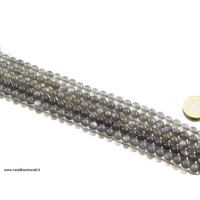 Filo catena di pietre di luna - antracite 8 mm
