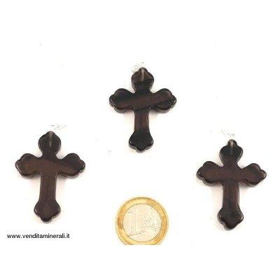 Ciondolo in lamelle d'ossidiana 'Croce di giglio'