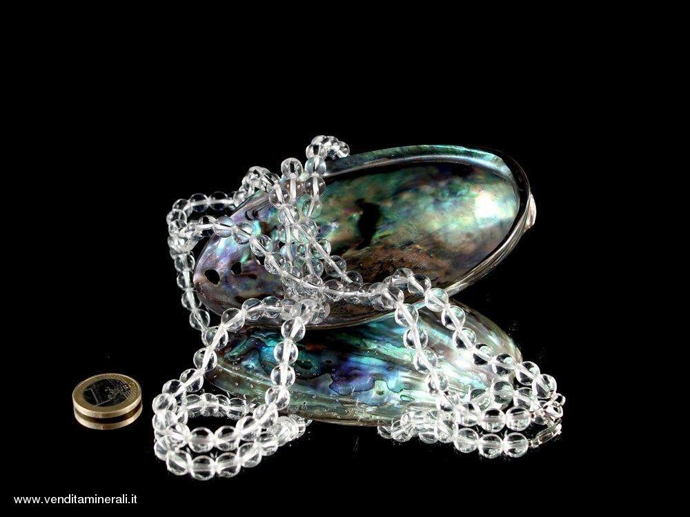 Catena a sfera di cristallo di rocca 8 mm / 50 cm