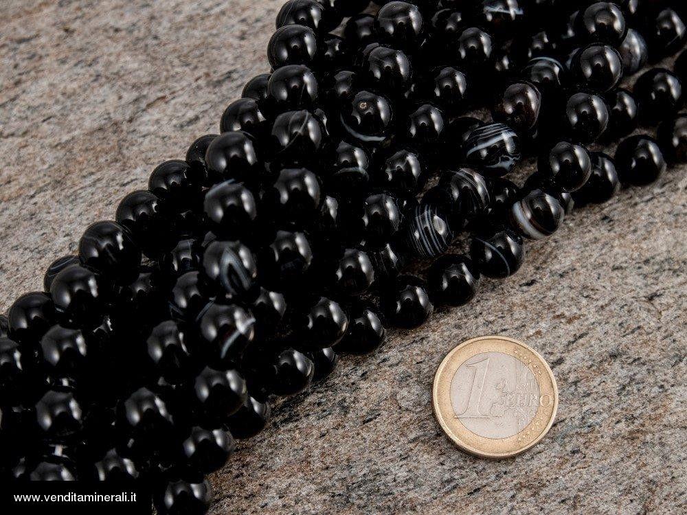 Filo a catena in onice da 10 mm nero / bianco