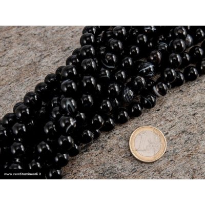 Filo a catena in onice da 10 mm nero / bianco