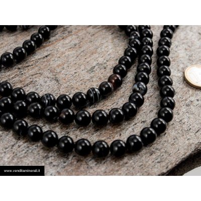 Filo a catena in onice da 10 mm nero / bianco