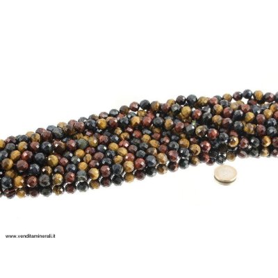 3 Sfere sfaccettate di colore - Occhio di tigre, occhio di falco, occhio di tigre rosso