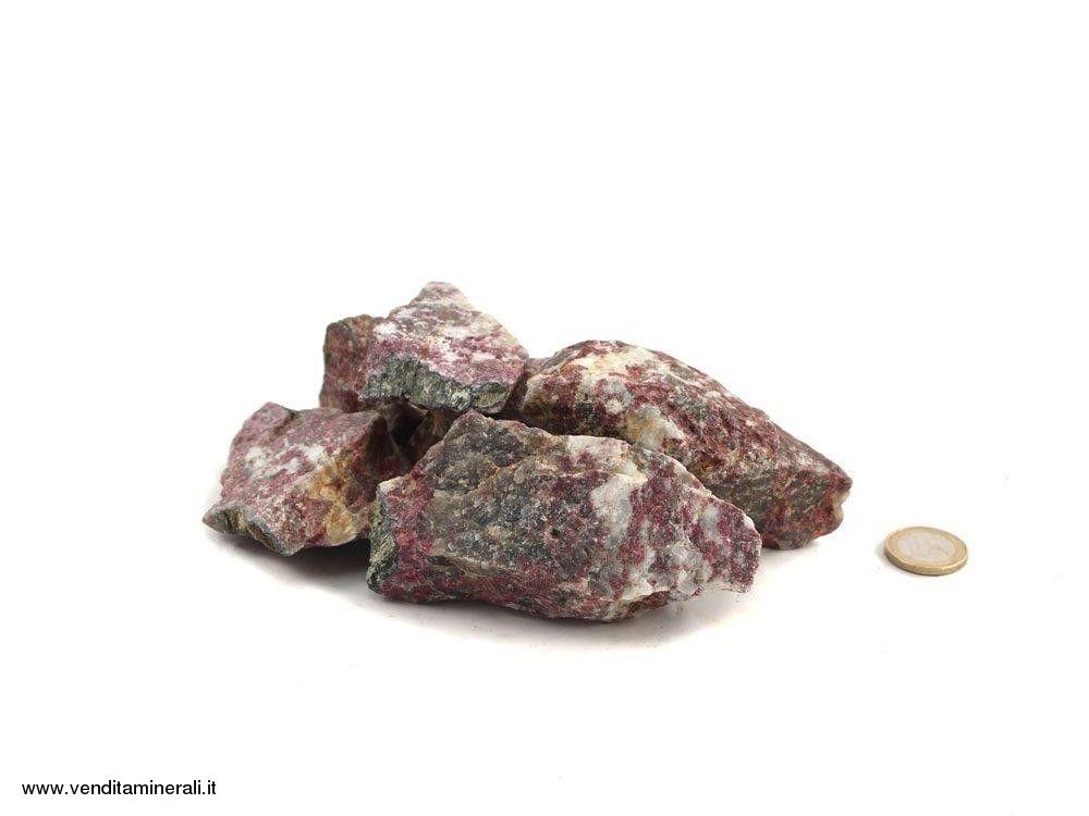 Pietre grezze di quarzo bianco o feldspato con rubellite - 0,5 kg
