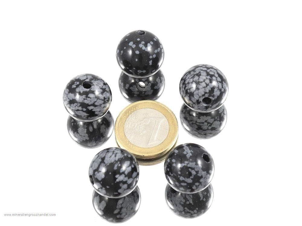 Palla di bronzo ossidiana 18 mm perforata - 1 pezzo