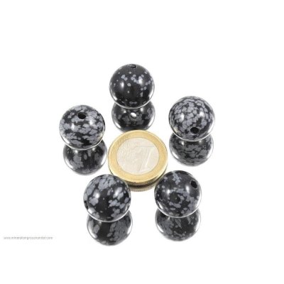 Palla di bronzo ossidiana 18 mm perforata - 1 pezzo