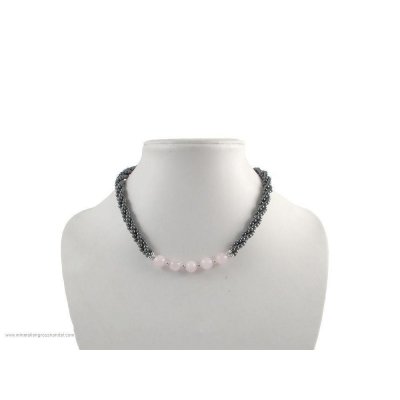 Tripla catena a sfere di ferro con sfere di quarzo rosa da 10 mm