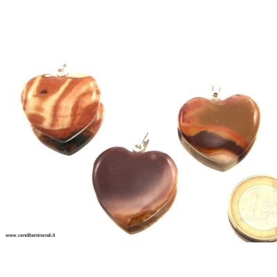 Ciondolo a cuore in diaspro policromico e argento 925