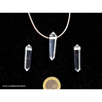 Doppia estremita' in cristallo di rocca con alesaggio