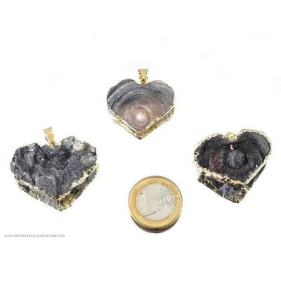 Ciondolo cuore in agata serpente argento / oro