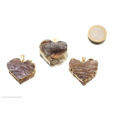 Ciondolo cuore in agata serpente argento / oro