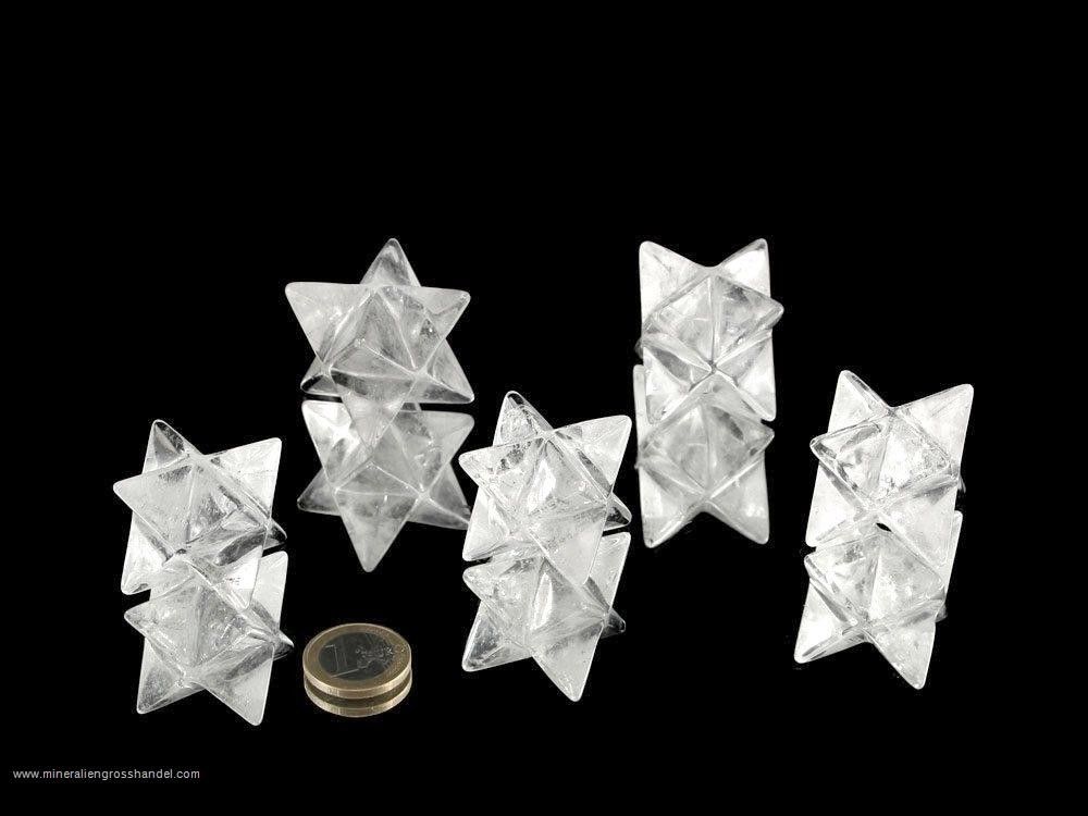 Cristalllo di rocca a forma di Merkaba ca. 3 cm
