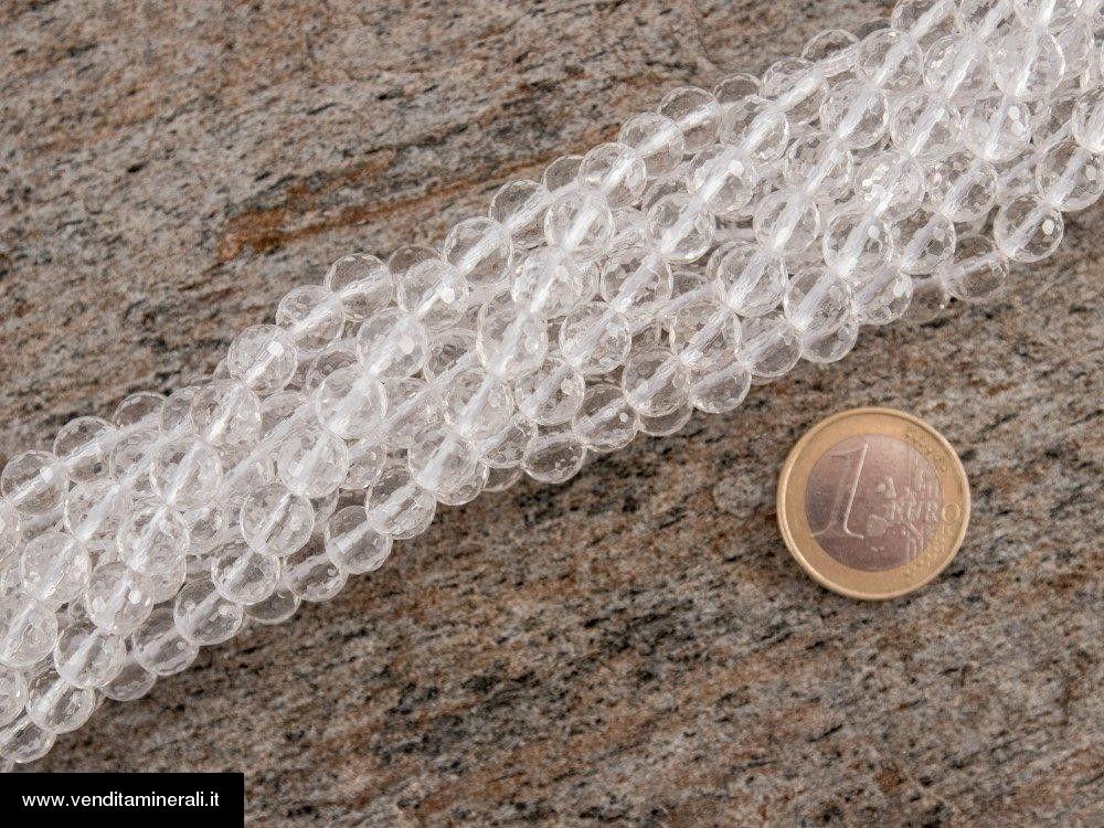 Sfere sfaccettate in cristallo di rocca da 8 mm di catena