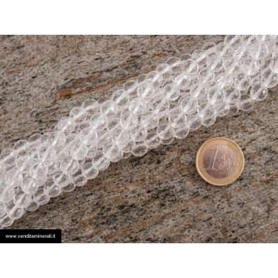 Sfere sfaccettate in cristallo di rocca da 8 mm di catena
