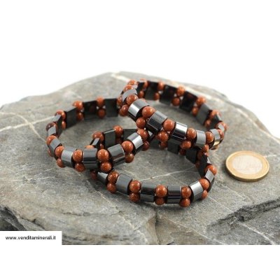 Bracciale in flusso d'oro e ematite