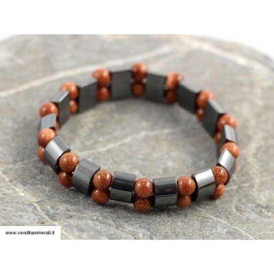 Bracciale in flusso d'oro e ematite