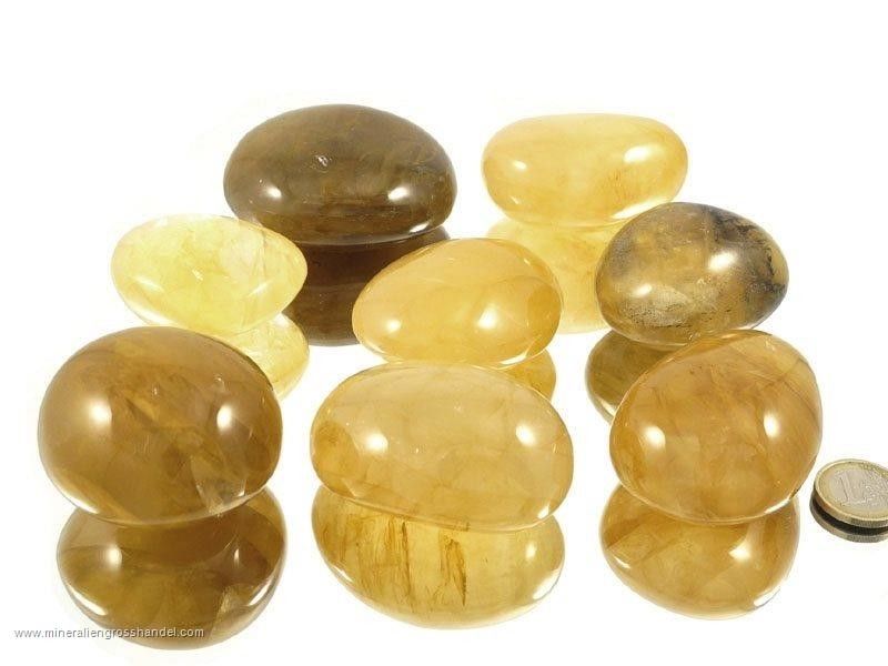 Ciottoli di quarzo giallo / pietre burattate XL 0,5 kg