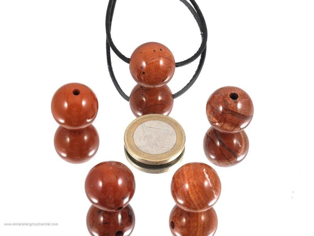 Diaspro rosso 18 mm forato a palla - 1 pezzo