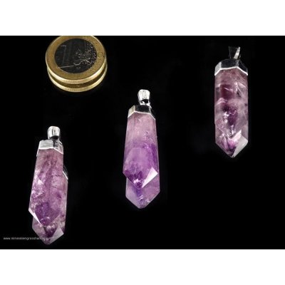 Ciondolo ametista - cappuccio argentato - 1 pezzo