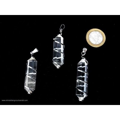 Doppio pendente in cristallo di rocca con spirale