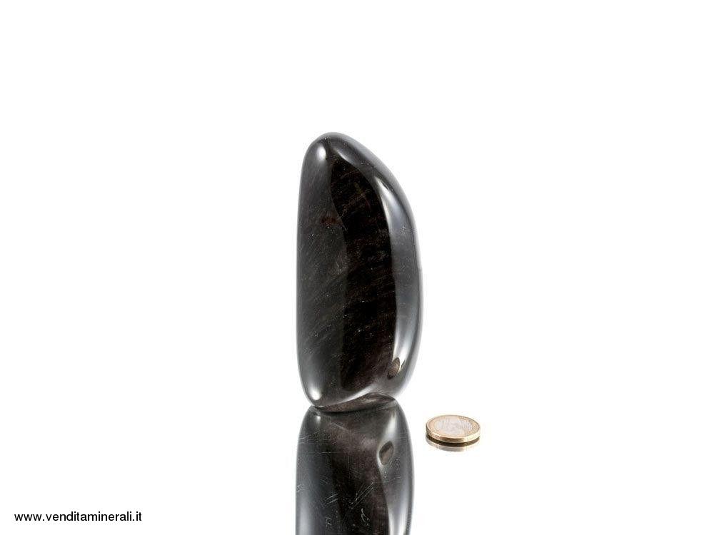 Scultura in argento ossidiana a forma libera