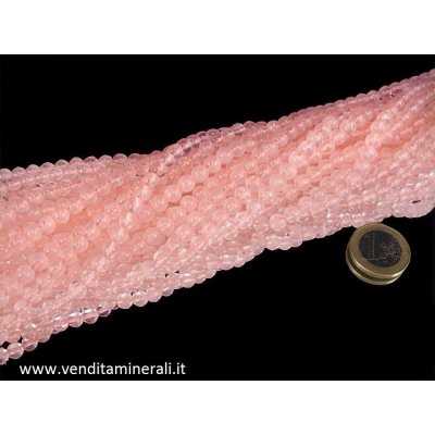 Collana di quarzo rosa con pietre sferiche da 6 mm di diametro