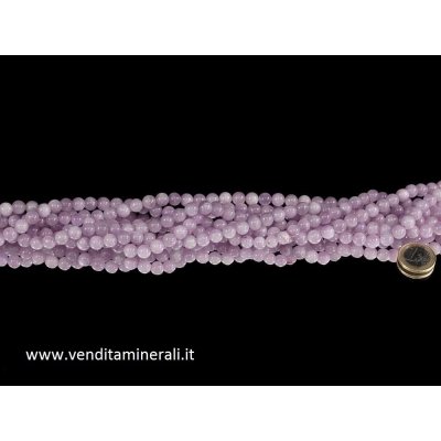 Collana di kunzite con pietre sferiche da 8 mm di diametro