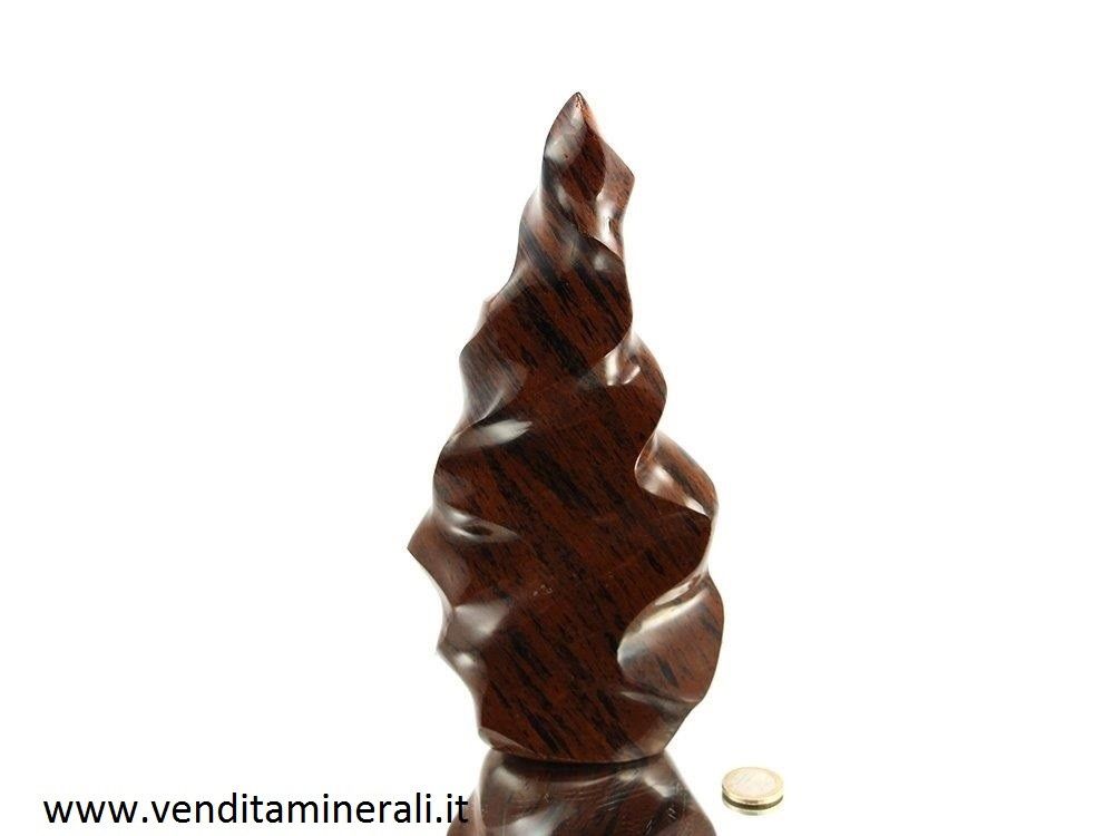 Scultura di ossidiana mogano a forma di Fiamma