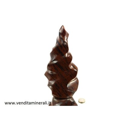 Scultura di ossidiana mogano a forma di Fiamma