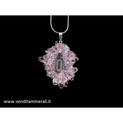 Rosetta di ametista in stalattite - collana in argento 925