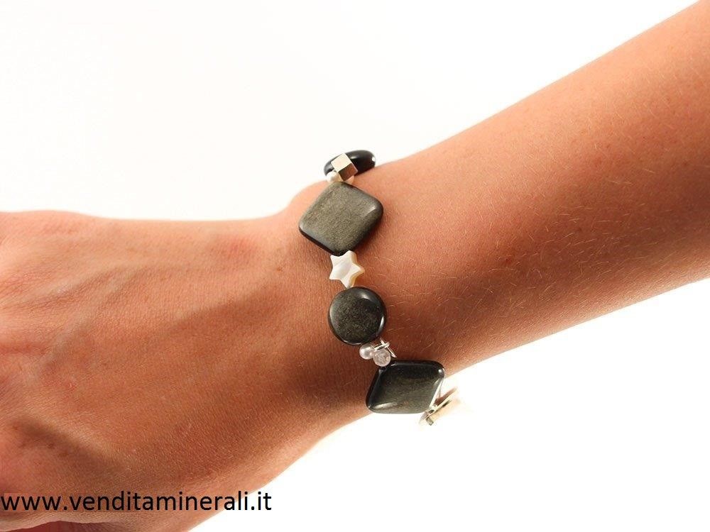 Bracciale in ossidiana color oro