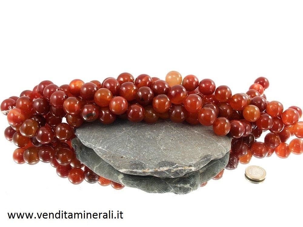 Collana di corniola con sfere da 22 mm di diametro