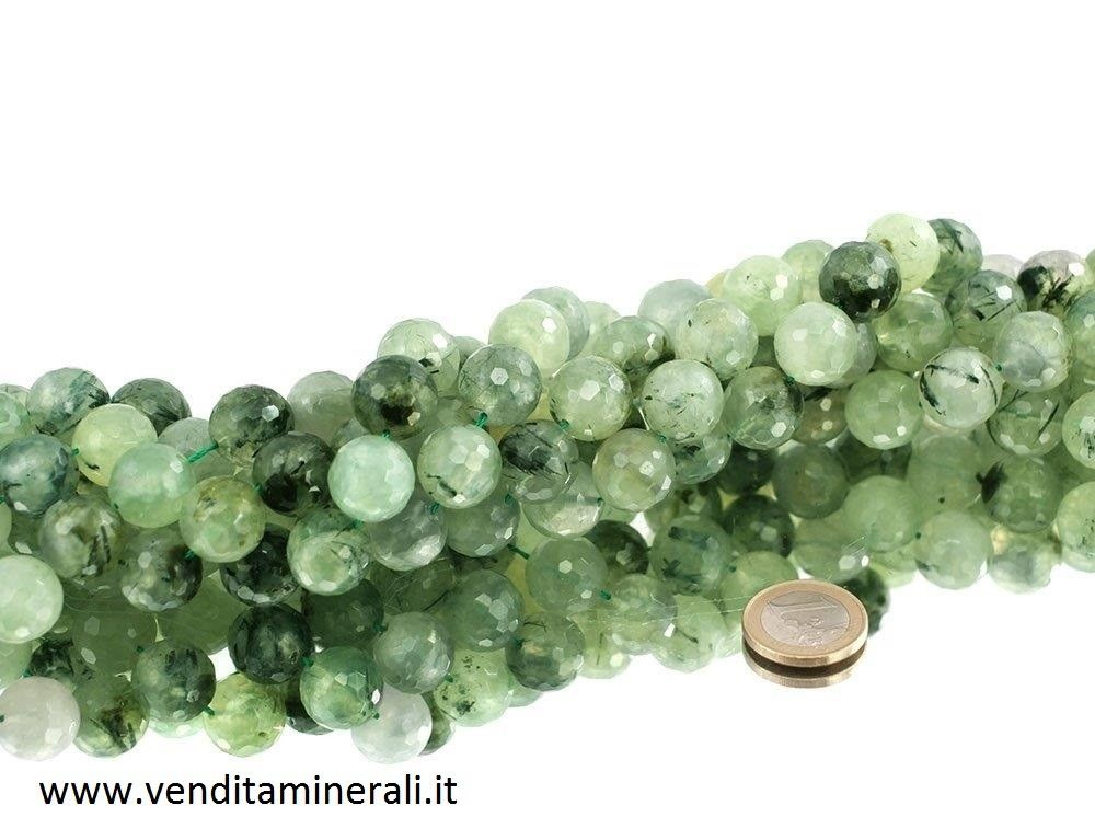 Collana sfaccettata di prenite da 15 mm