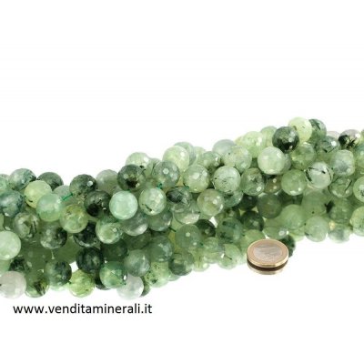 Collana sfaccettata di prenite da 15 mm